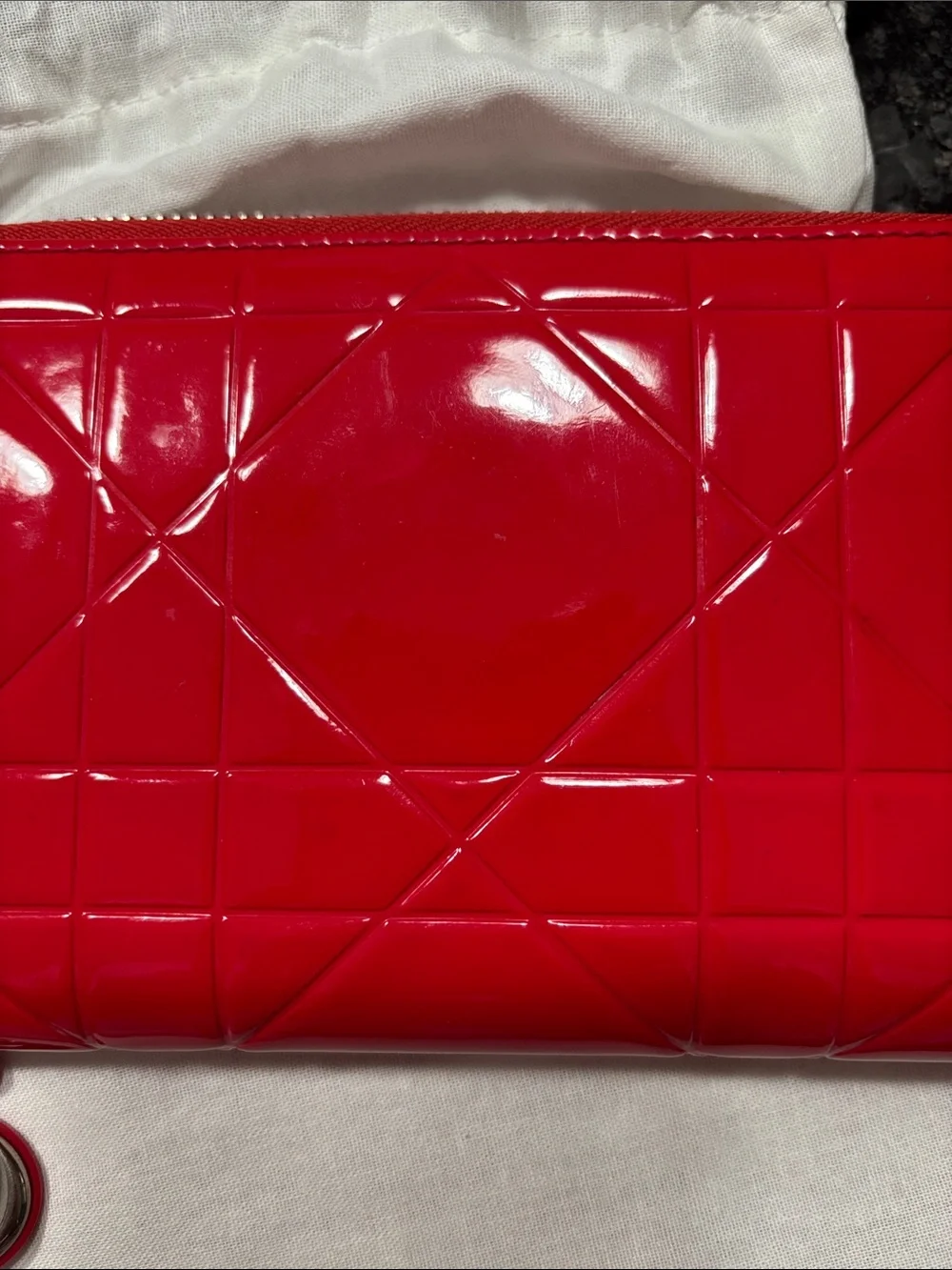 Dior Patent Zip Wallet with Charm